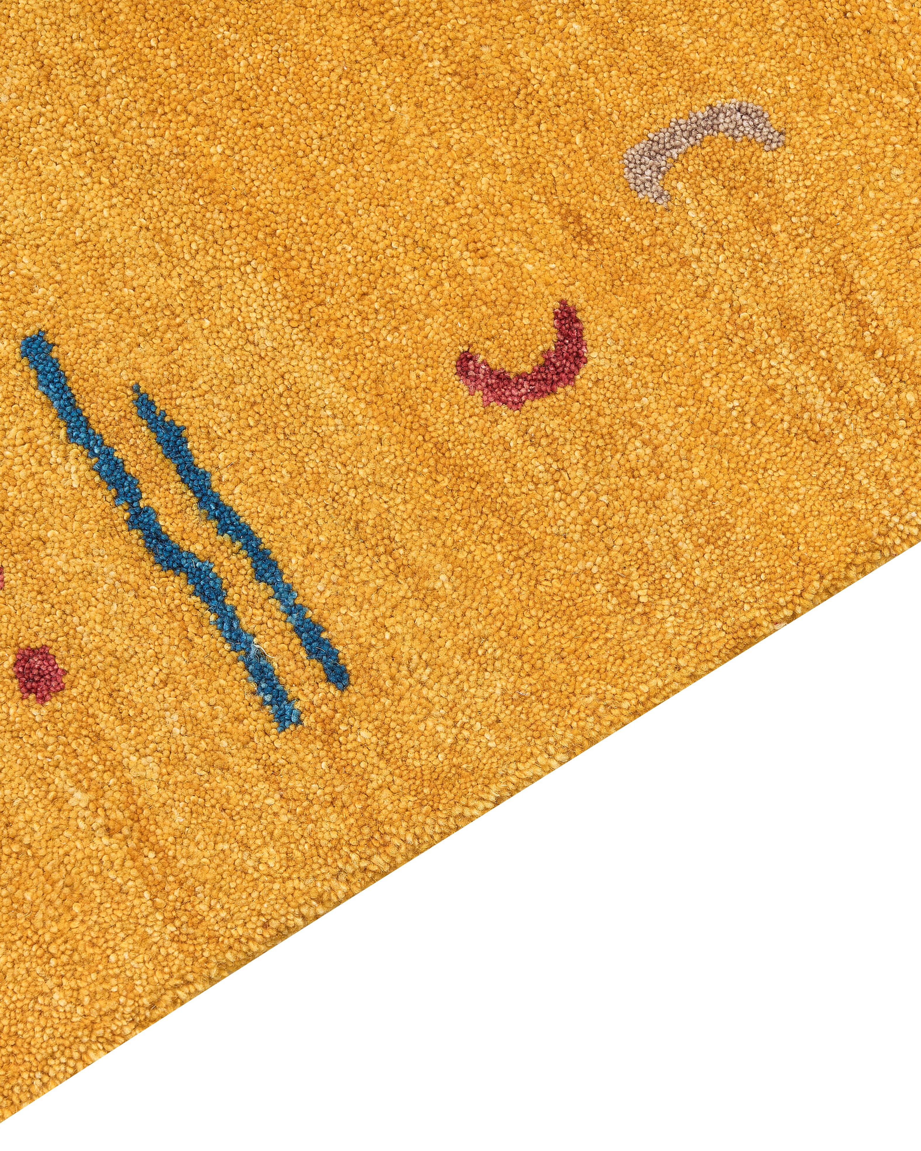 Vloerkleed AKALAN Geel 160 x 230 cm Wol Gabbeh