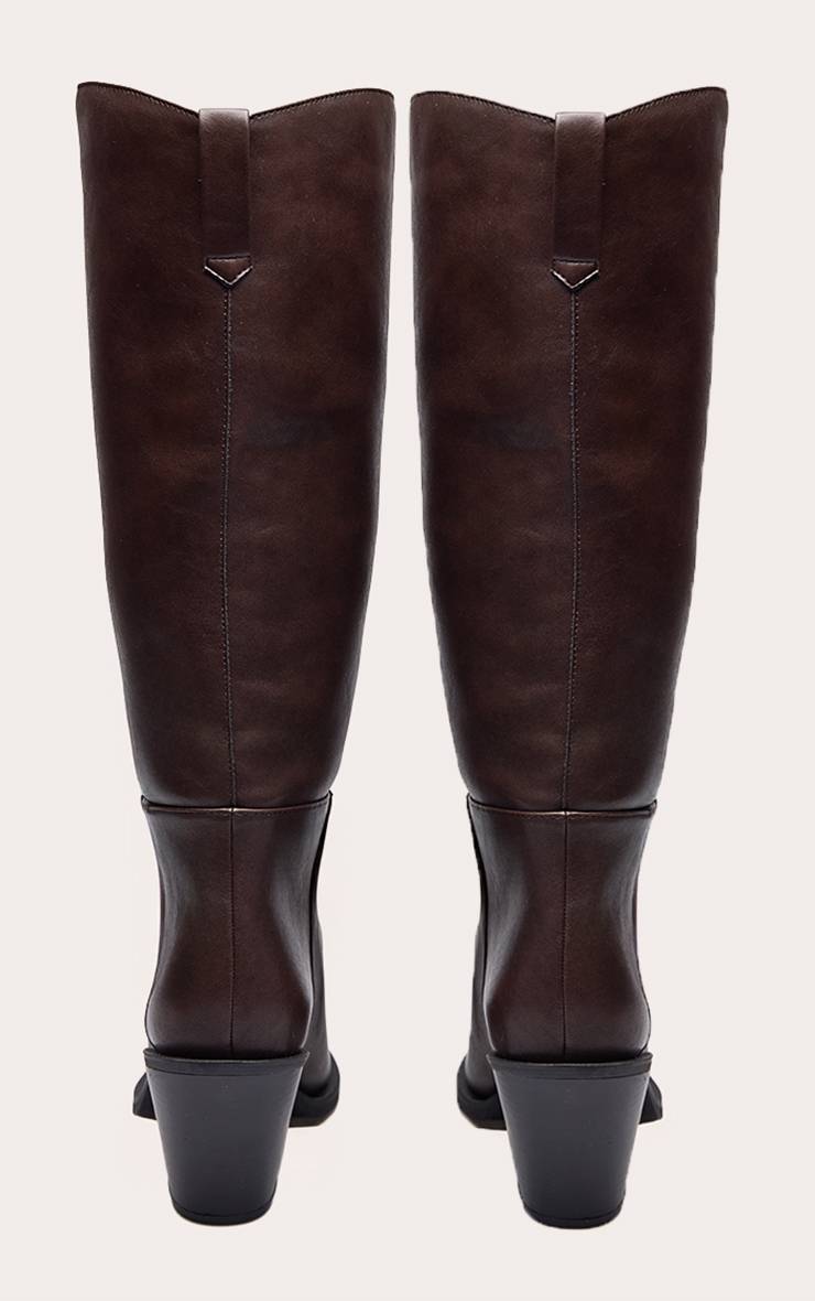 Chocolat Bottes Hautes À Talon Cubain En Synthétiquecuir