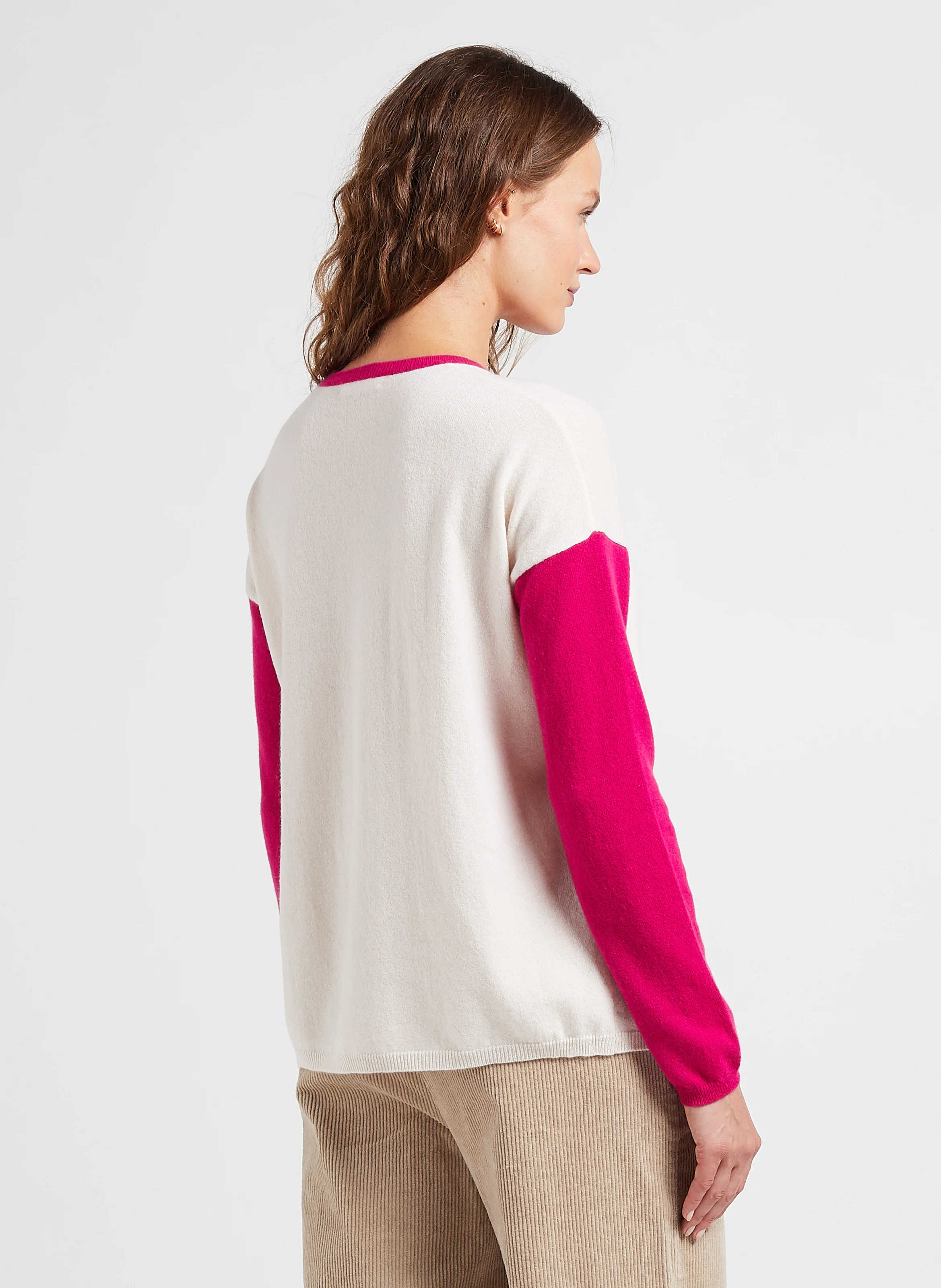 Pull ample col rond en cachemire | Multicolore