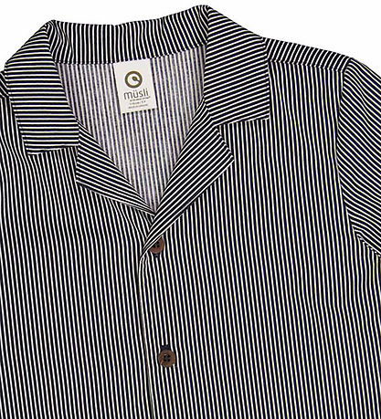 M?Slå Skjorte - Poplin Stripe - Balsam Cream/Night Blue