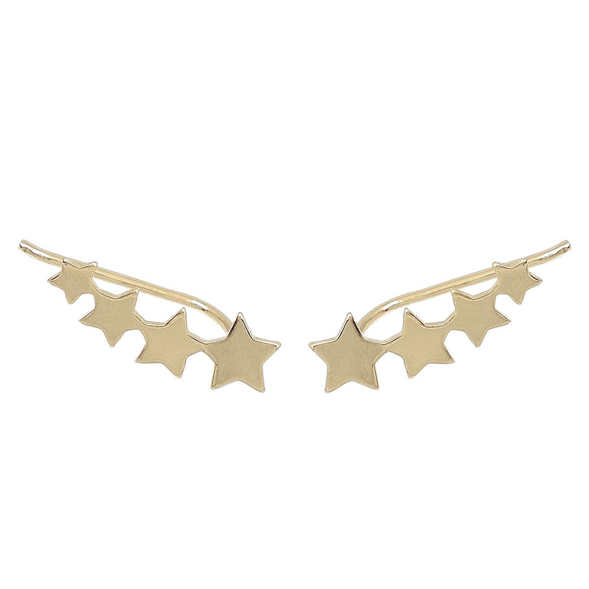 Boucles d'oreilles grimpantes contour de lobe suite d'étoiles Plaqué or 750 3 microns