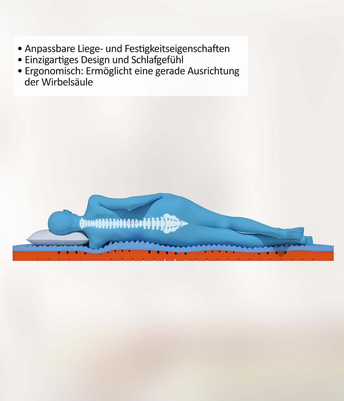 Genius eazzzy Topper Premium Cube Advance 9 cm Höhe, Matratzentopper, 2 in 1 Wende Topper mit Cooling Funktion, Memory Schaum, atimungsaktive Cover mit antibakterieller Wirkung Größe 180 x 200 x 9 cm