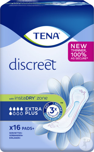 Tena Discreet Extra Plus InstaDry Zone Serviettes Hygiéniques 16 Pièces