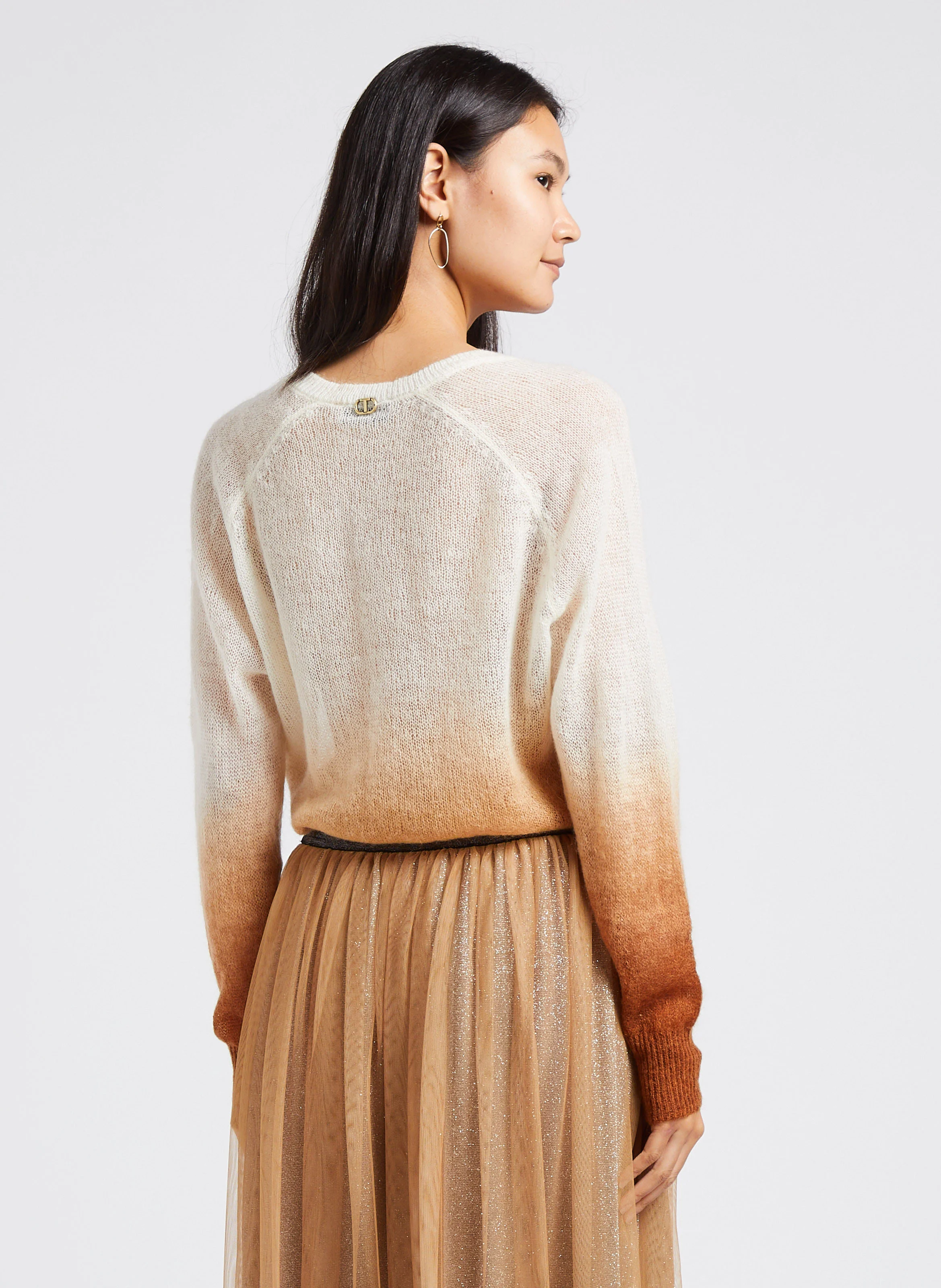 Pull col V en laine mélangée | Blanc