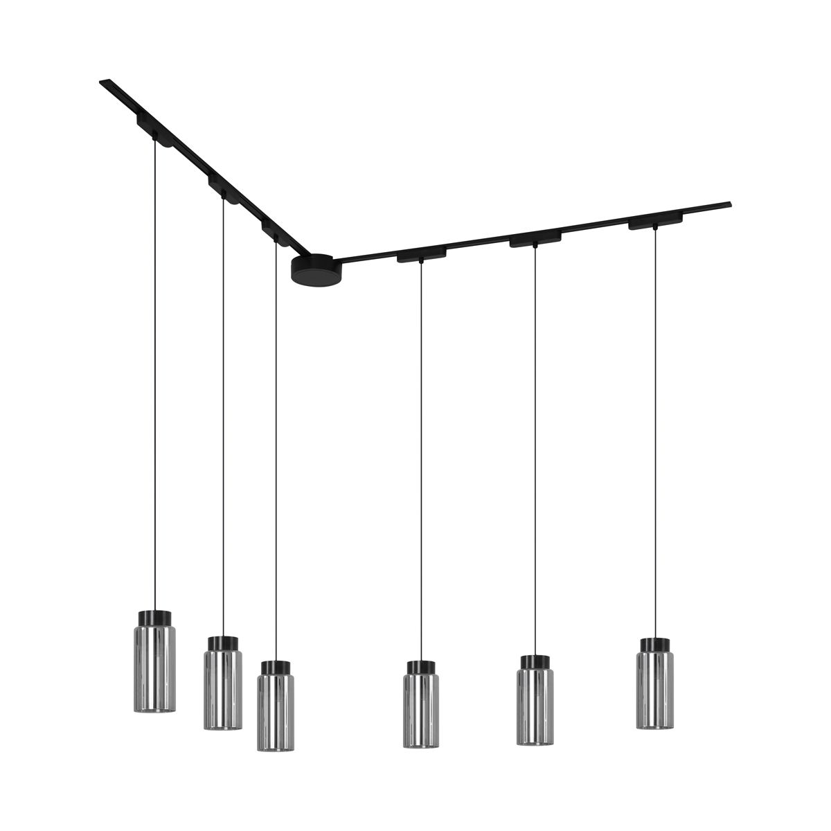 Modern railsysteem met 6 hanglampen zwart 1-fase - Magnetic Vance