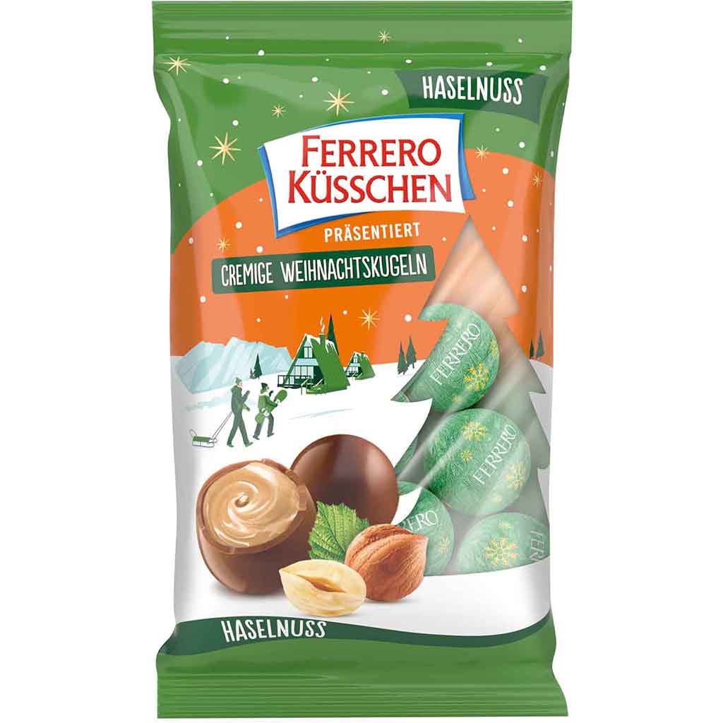 Ferrero Küsschen Cremige Weihnachtskugeln Haselnuss 100g MHD:20.4.25