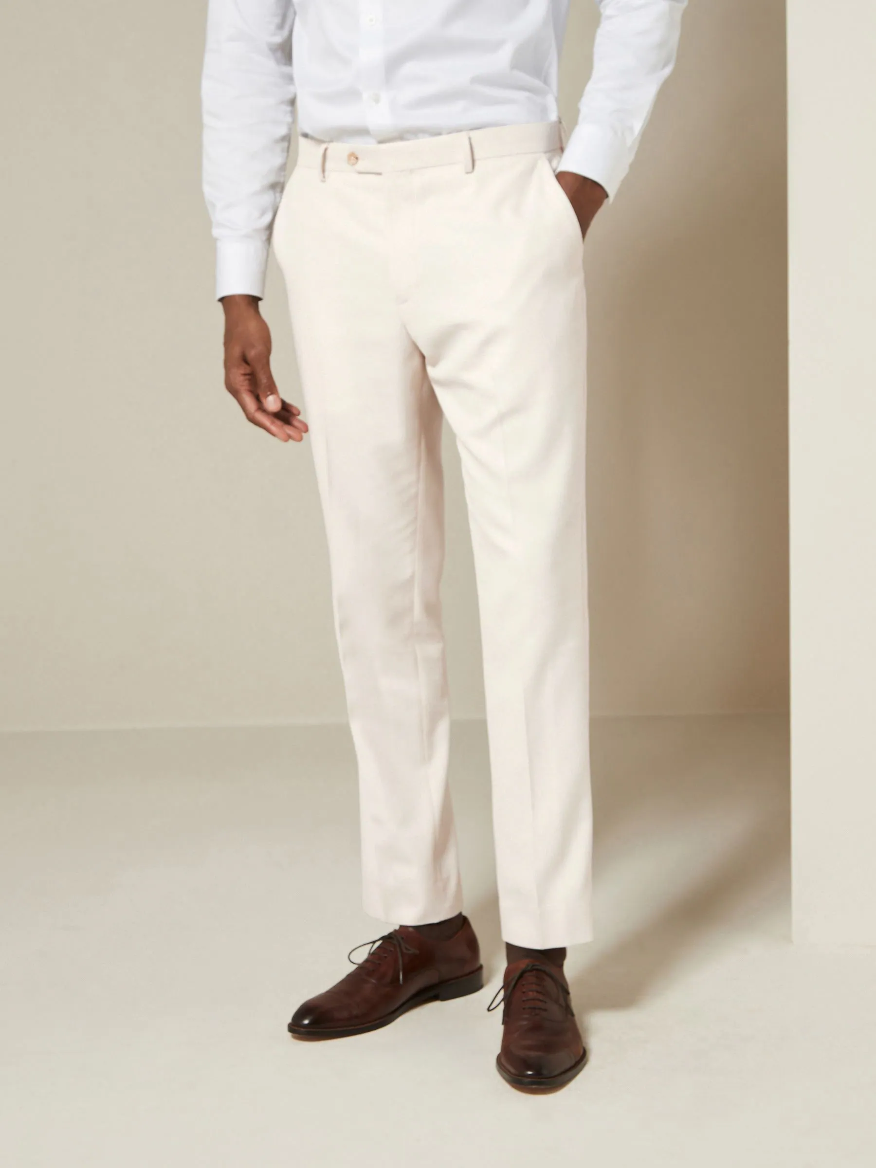 Ecru - Slim Fit - Kostuum met textuur: broek
