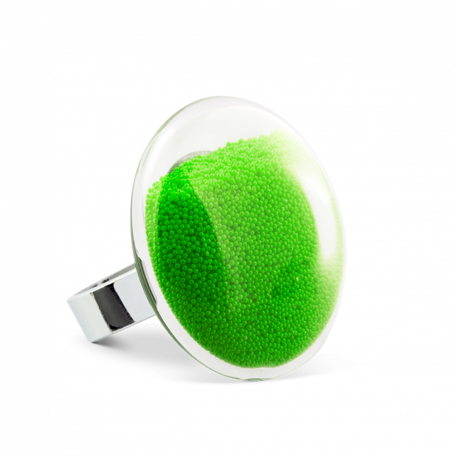 Bague en verre soufflé - Galet Medium Billes