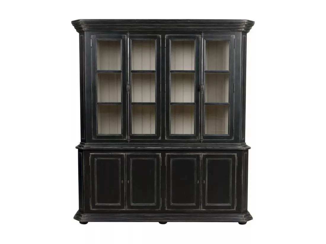 Buffet vaisselier 4 portes vitrées Bois-MDF Noir - Bruges Interior's