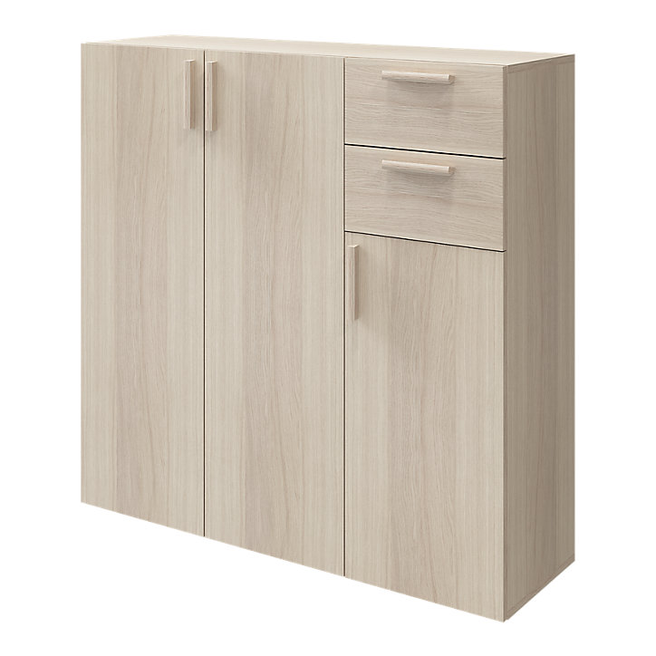Buffet avec portes et tiroirs effet chêne GoodHome Atomia H. 112,5 x L. 112,5 x P. 37 cm