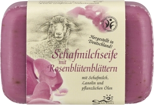 Saling Schafmilchseife mit Rosenblütenblätter, 100g