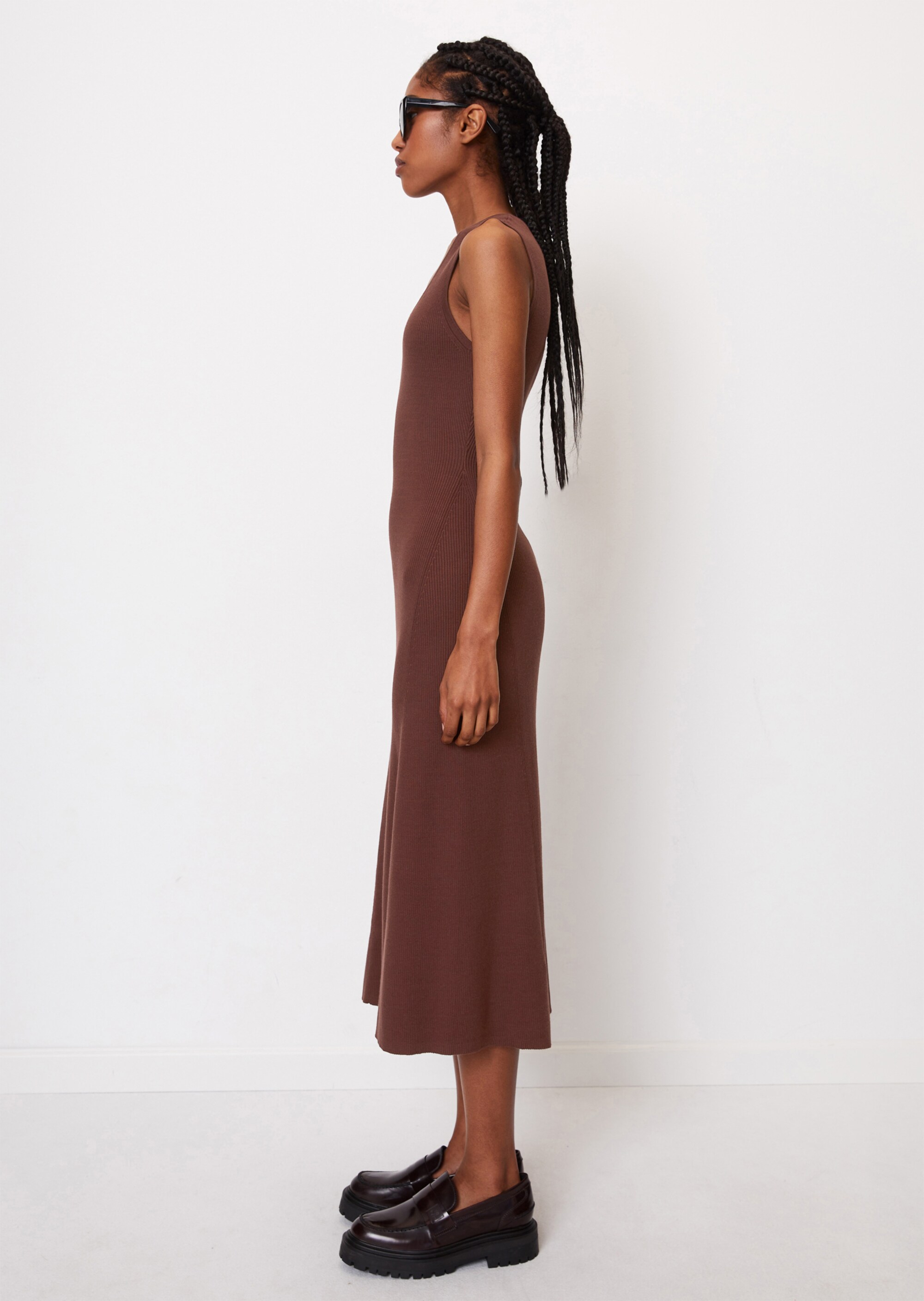 Ärmelloses Feinstrick-Kleid fitted aus Organic Cotton