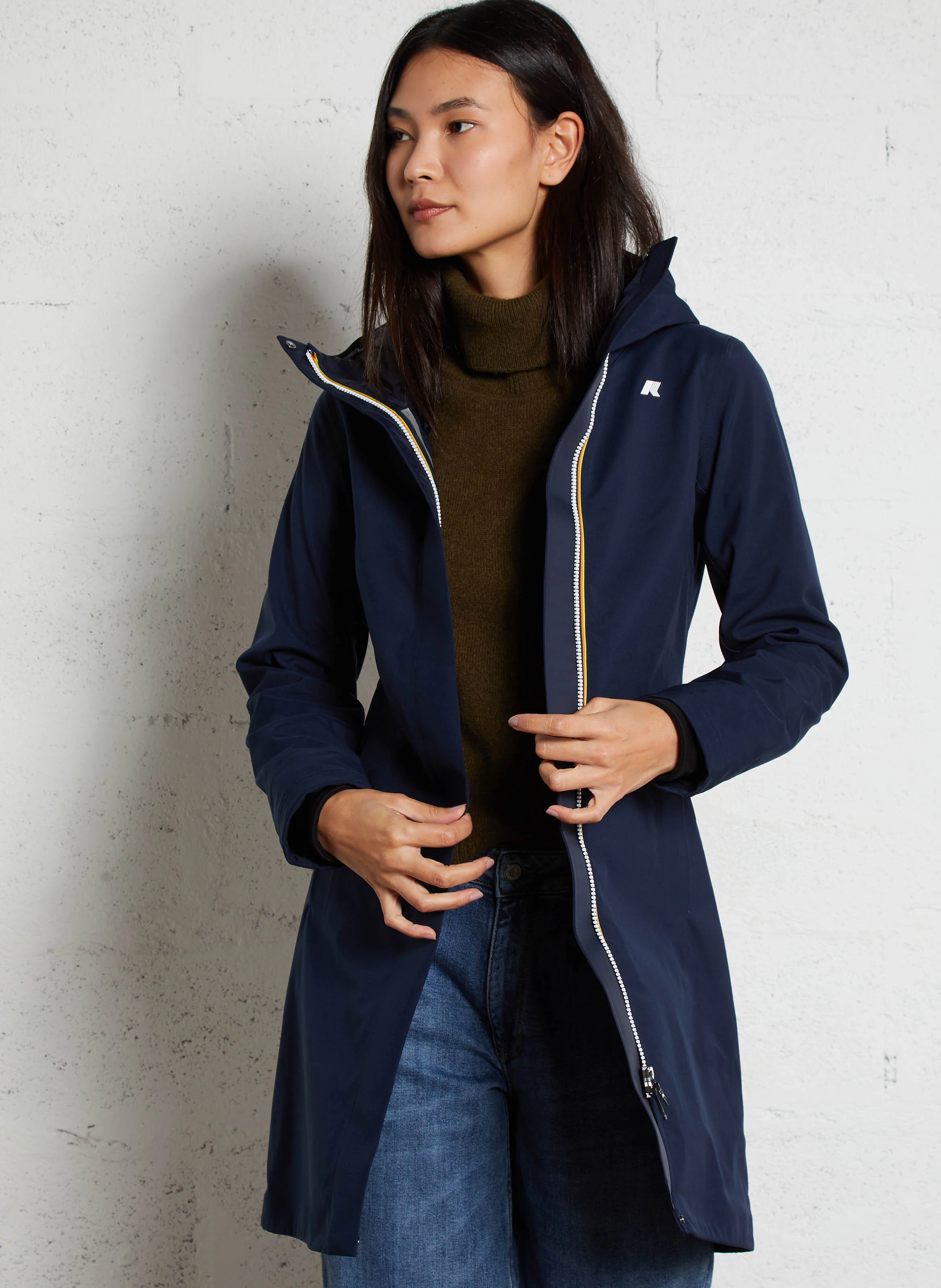 STEPHY BONDED - Imperméable col montant droit | Bleu