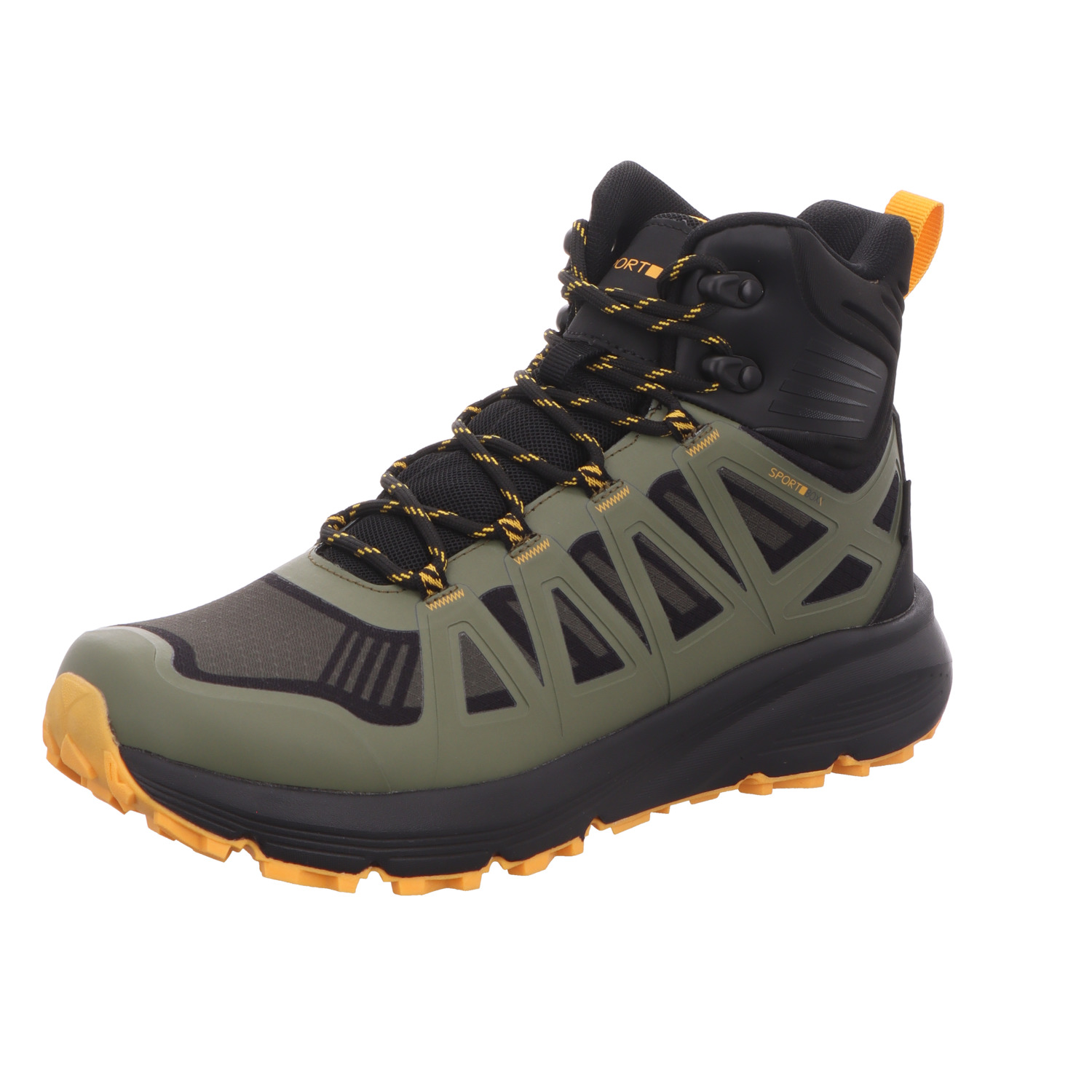 SPORT BOXX Herren-Outdoor-Leichtwanderstiefel Oliv-Grün-Schwarz-Orange