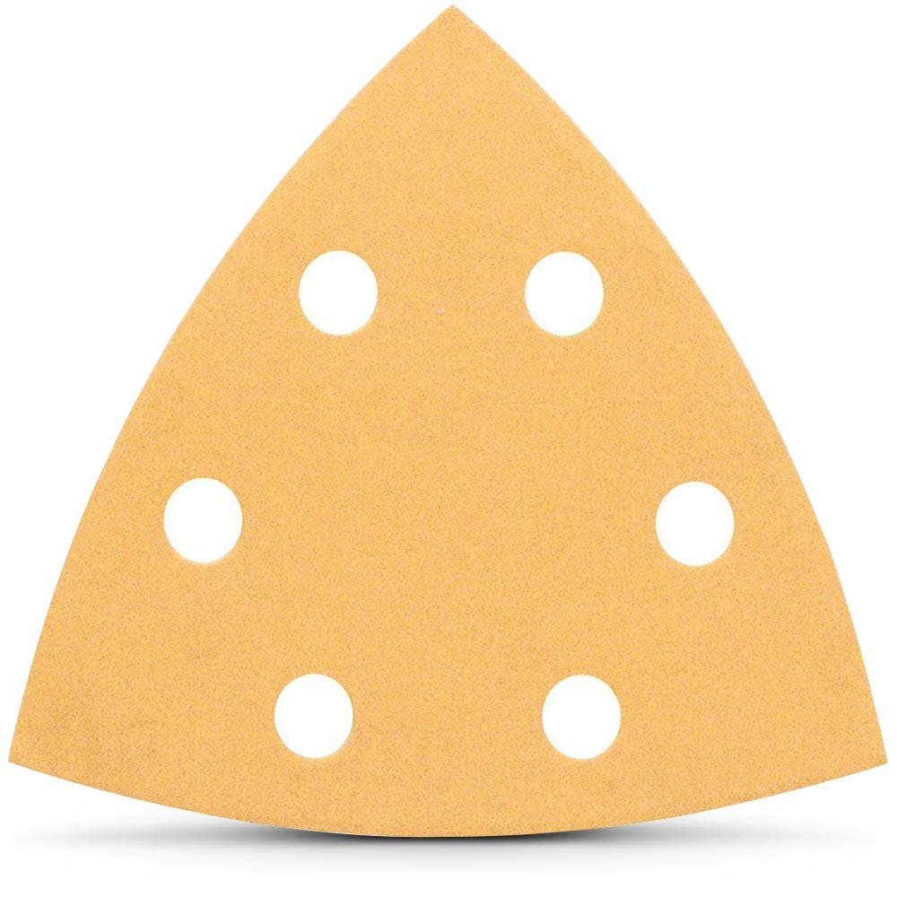 BOSCH 93mm Mixed-Grit 6-Hole Hook & Loop Delta Sanding Sheet for Wood & Paint C470 - 5 Piece