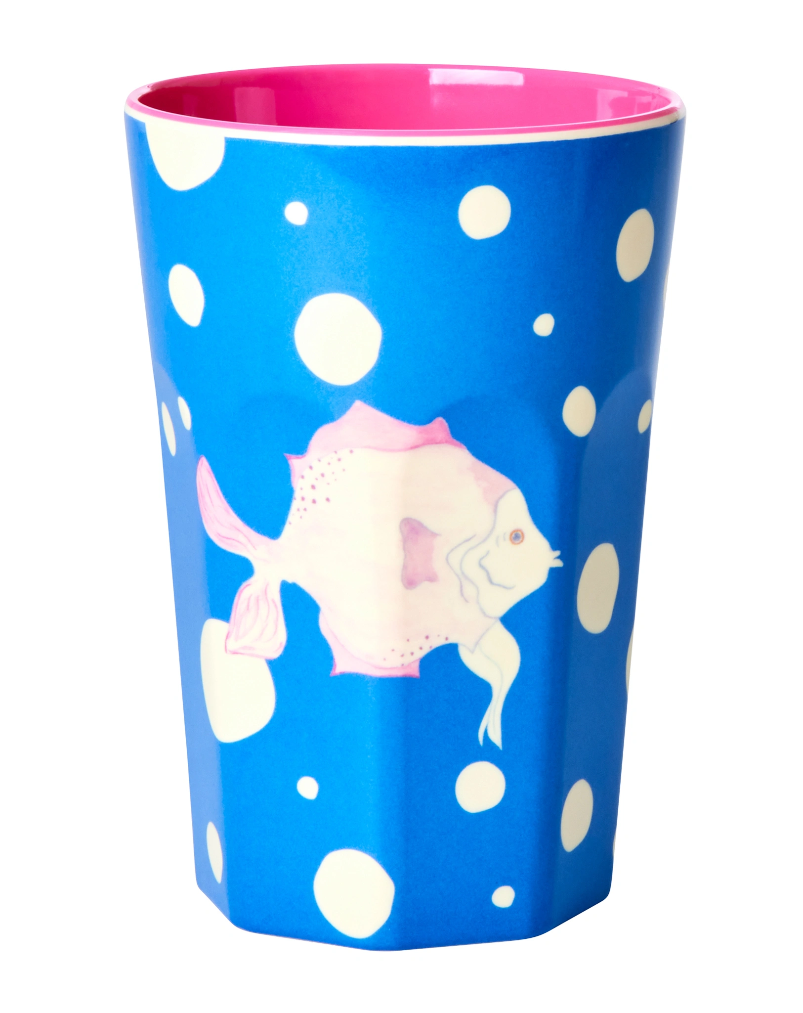 Melamin-Trinkbecher FISH PRINT tall in blue