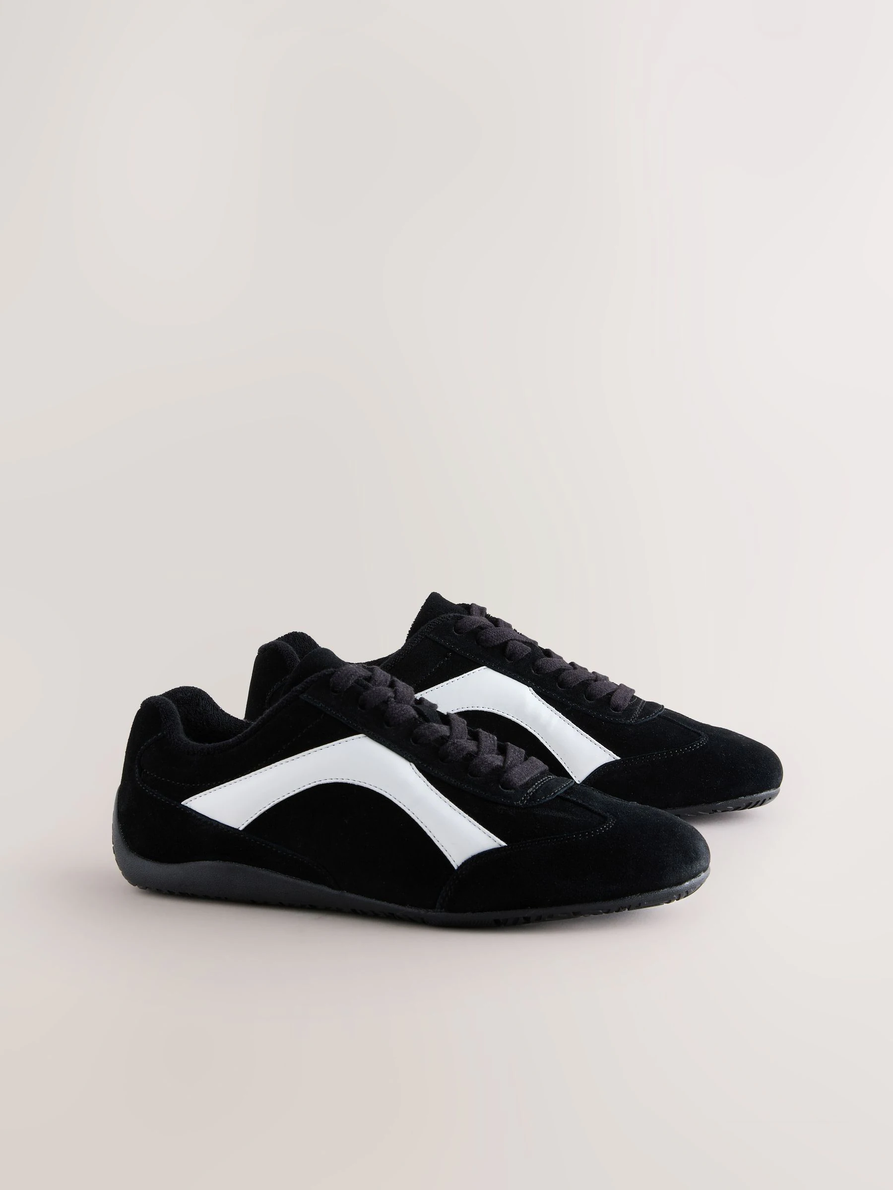 Zwart suède - Forever Comfort® Leather Slimsole Lace-Up Trainers