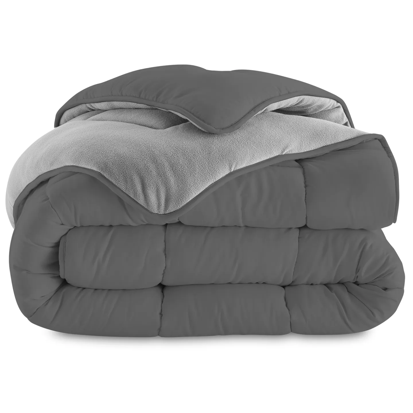 Couette 140x200 CM ZOE polaire biface gris clair et gris 400 gr