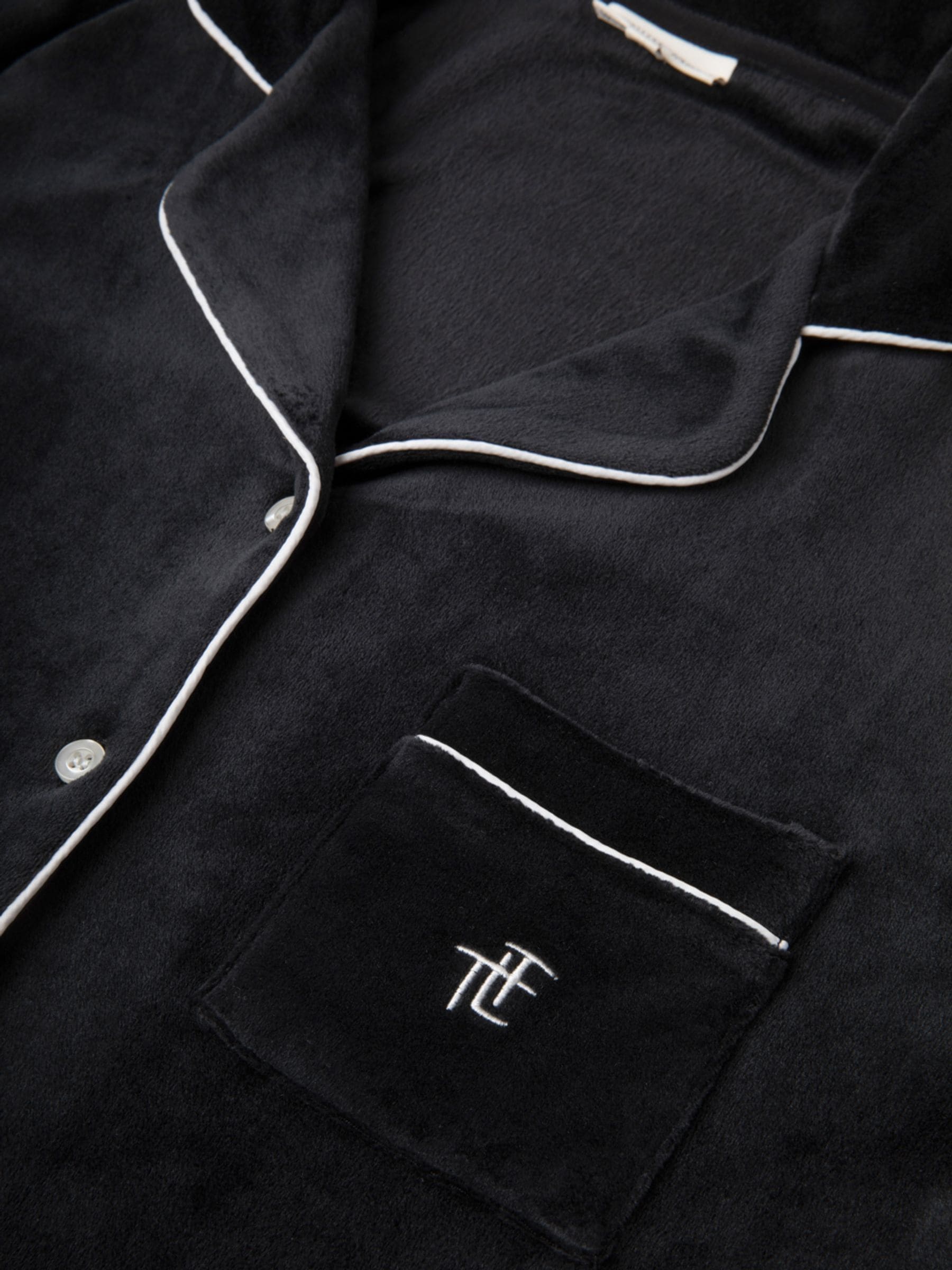 Zwart - The Little Tailor luxe kerstpyjama van zacht aanvoelend velours