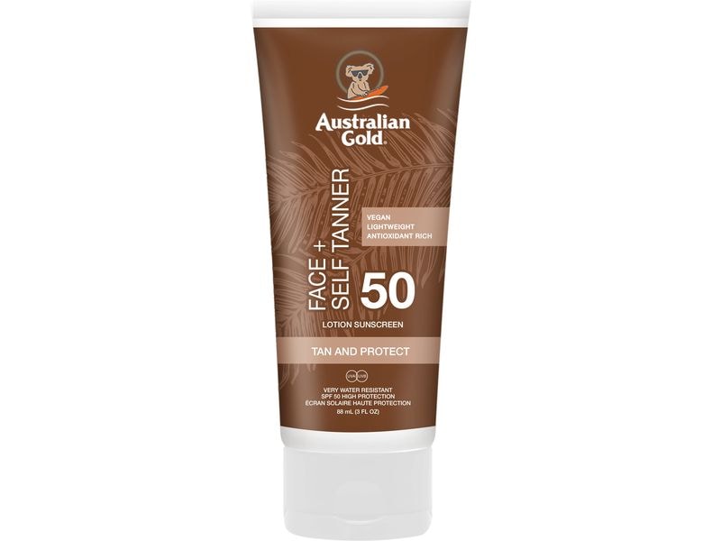 Australian Gold Sonnencreme Face mit Self Tanner SPF 50 88 Selbstbräuner mit sehr hohem Sonnenschutzfaktor