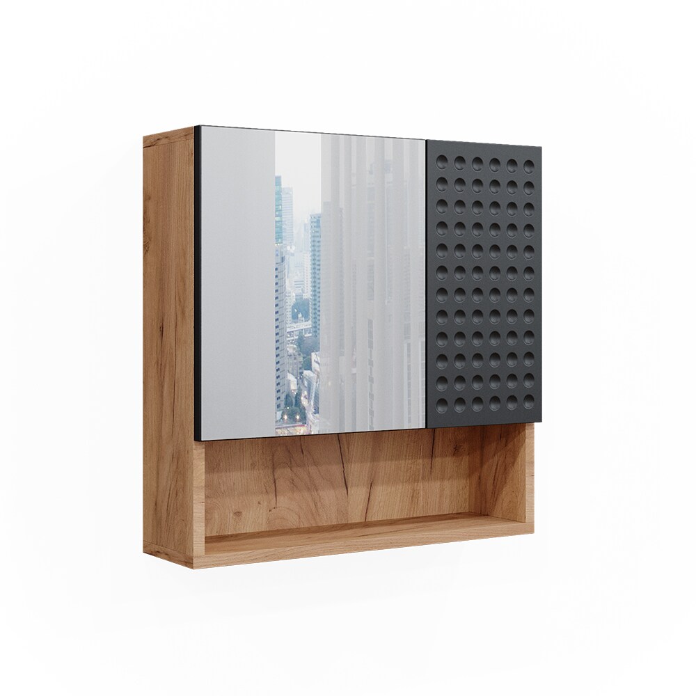 Vicco Badspiegelschrank Irma Eiche Anthrazit 54 x 55 cm Badezimmer