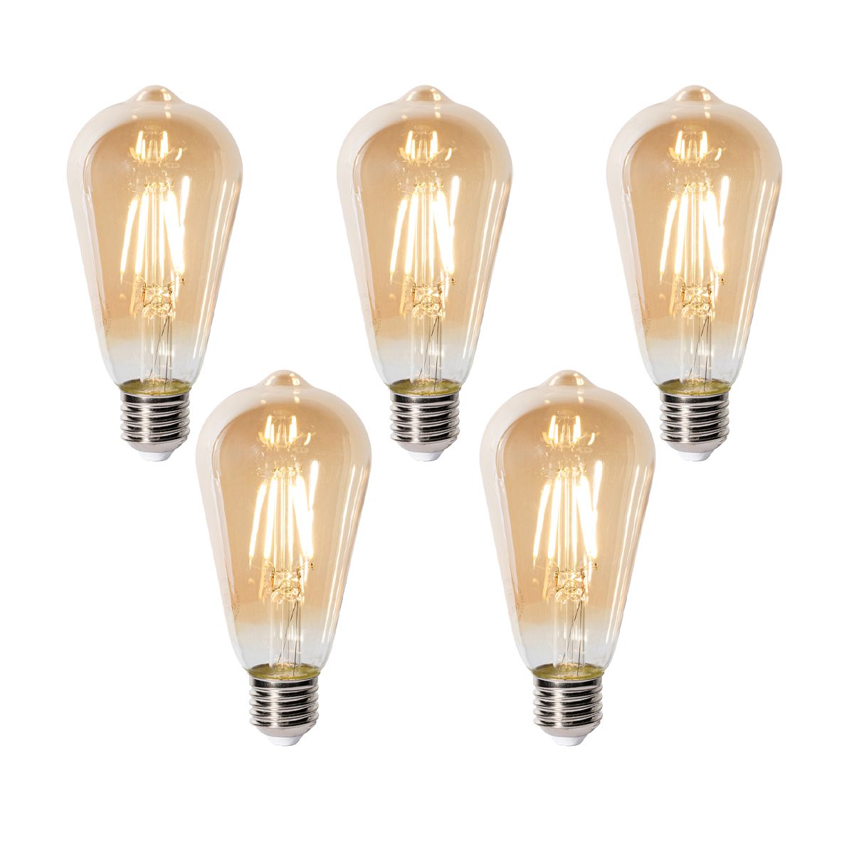Set van 5 E27 dimbare LED lampen ST64 goud 5W 450 lm 2700K