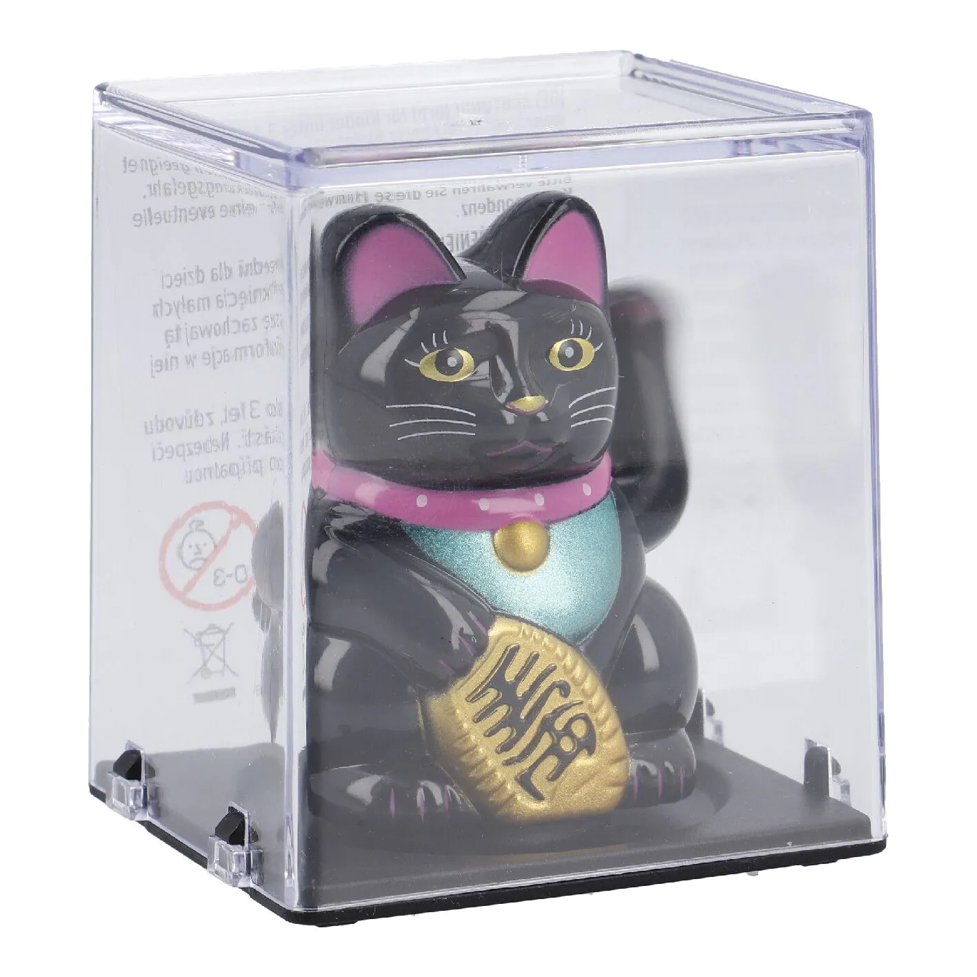 Solar-Winkekatze in Box, schwarz