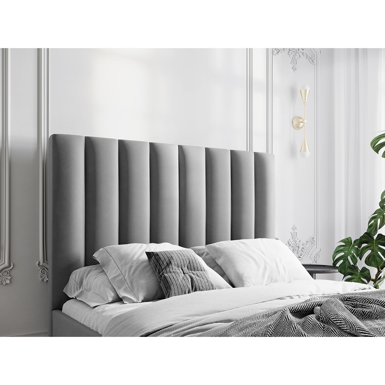 CXL by Christian Lacroix Tête de lit Camargue velours gris clair - 200x120 cm