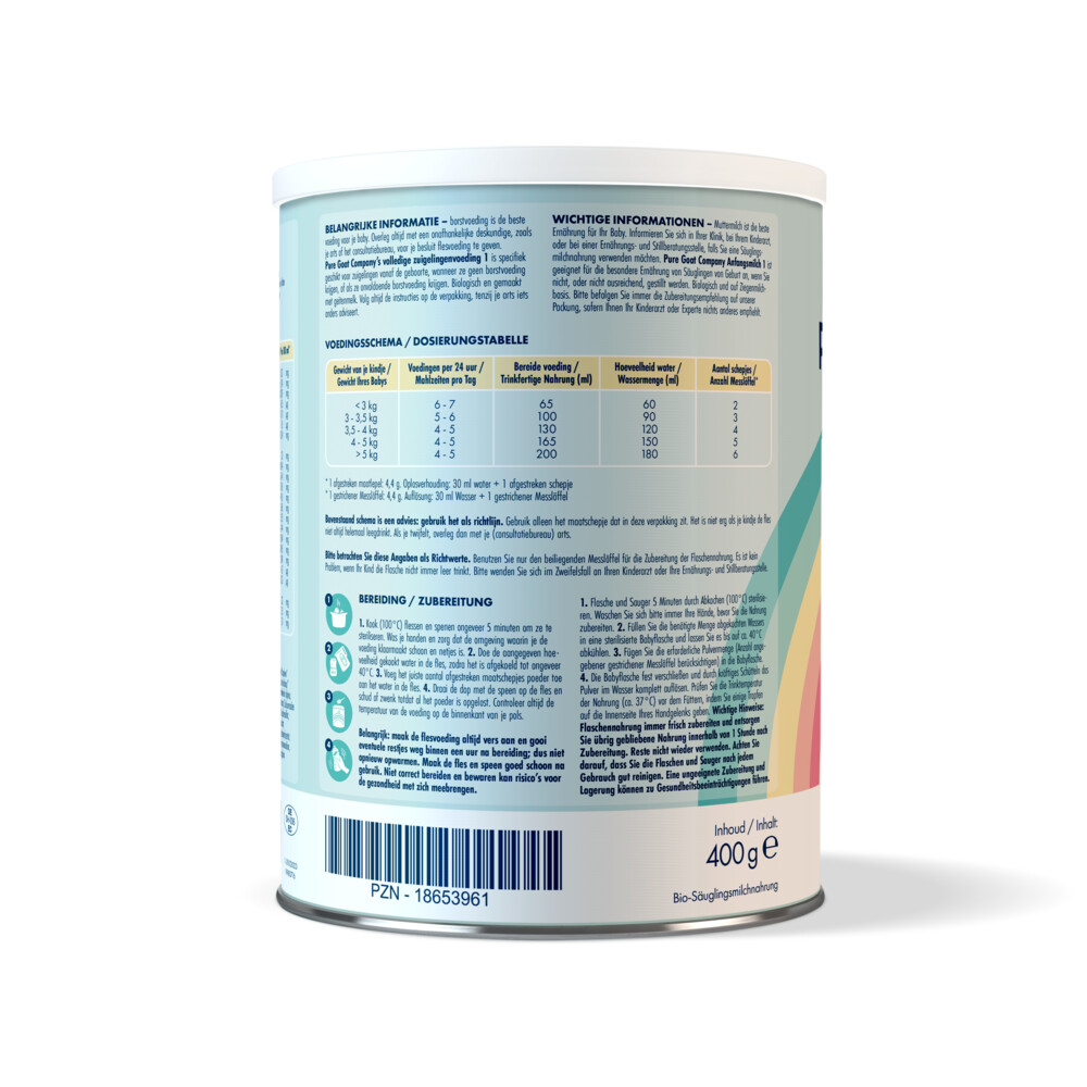Pure Goat Geitenmelk 1 Zuigelingenvoeding400 gr