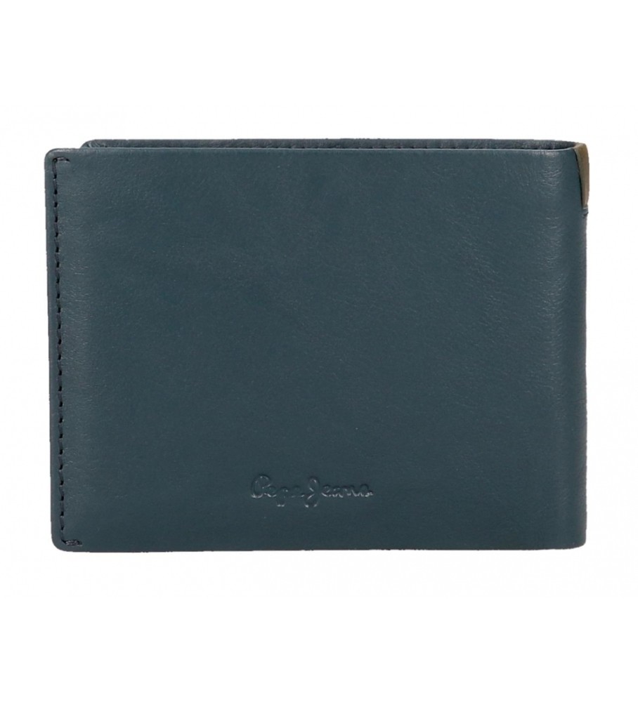 Carteira Pepe Jeans Marshal em couro com porta-cartões, azul marinho