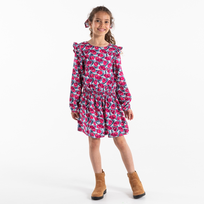 Robe courte imprimée rose fille