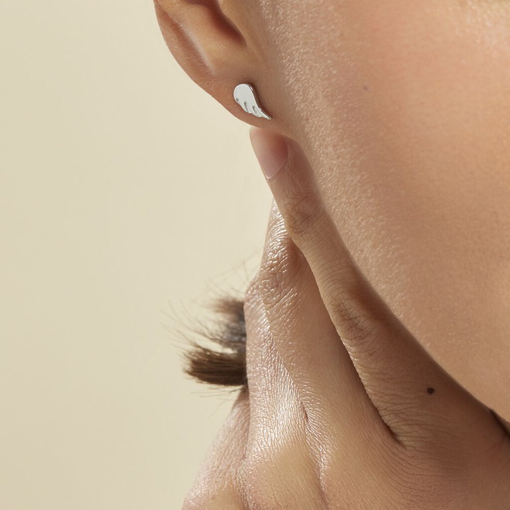 Boucles D'oreilles Puces Kayli Argent Blanc