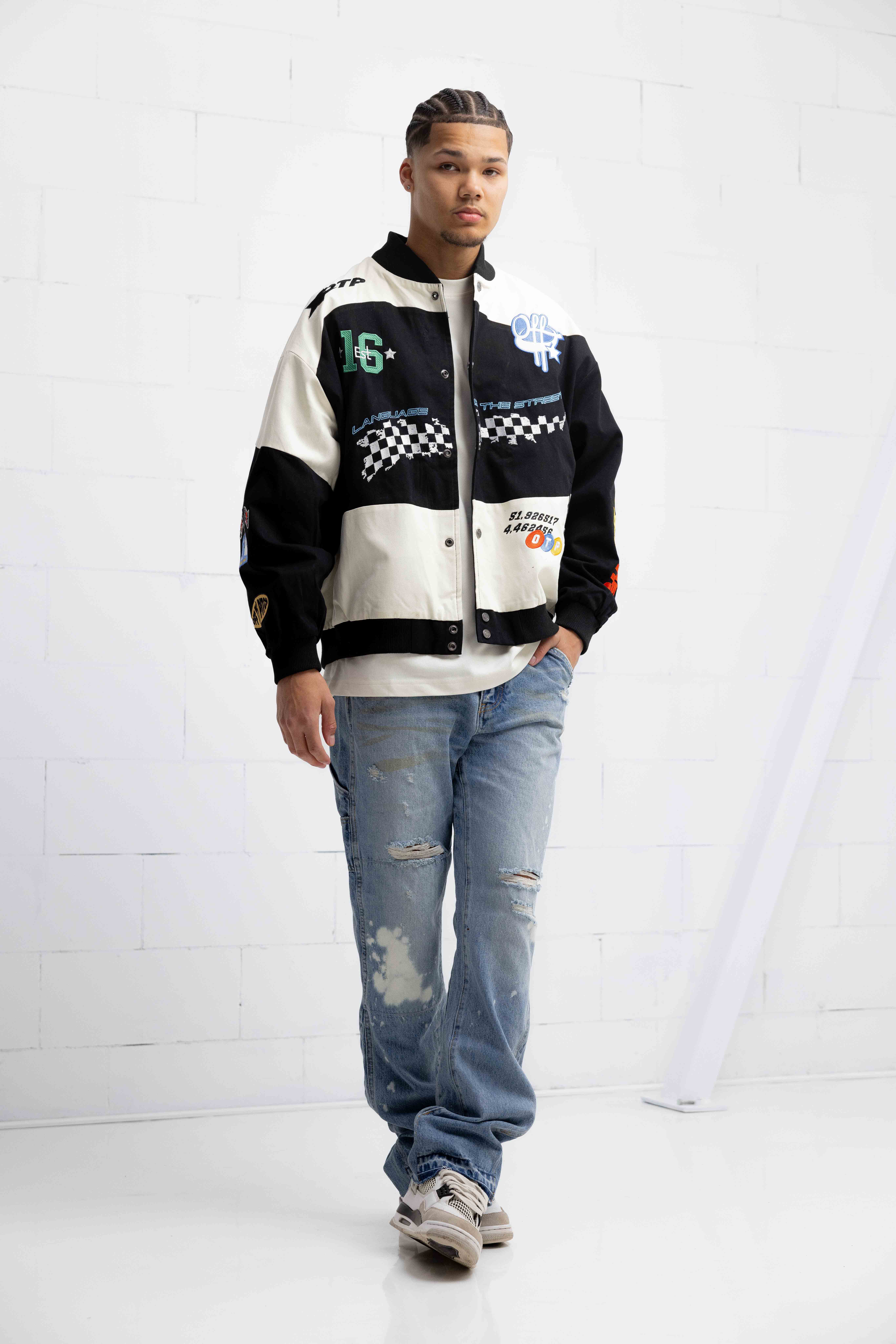 Off The Pitch Racer Varsity Jack Heren Zwart