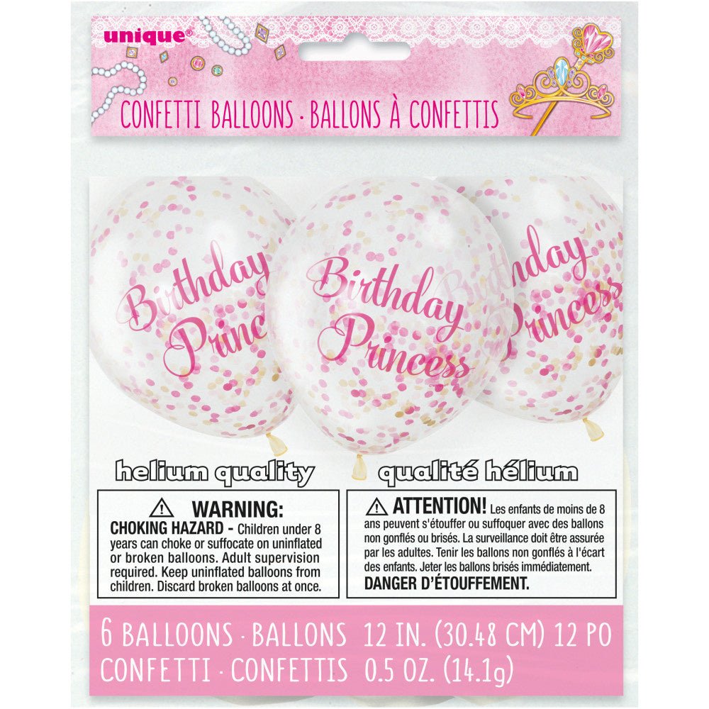 Confetti Ballonnen Birthday Princess 30cm 6st