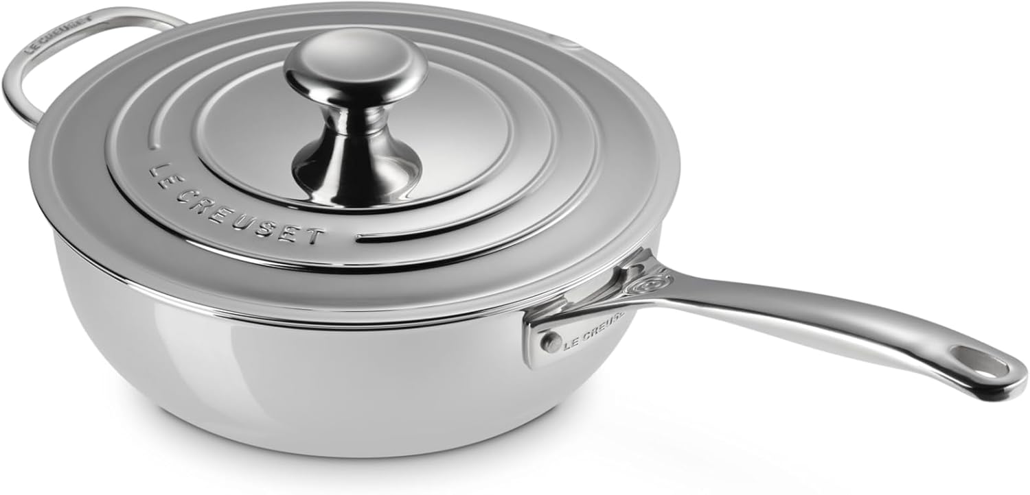 LE CREUSET Antihaftbeschichtete Sautépfanne mit Gegengriff aus 3-ply PLUS Edelstahl, 24 cm, 96601424001700