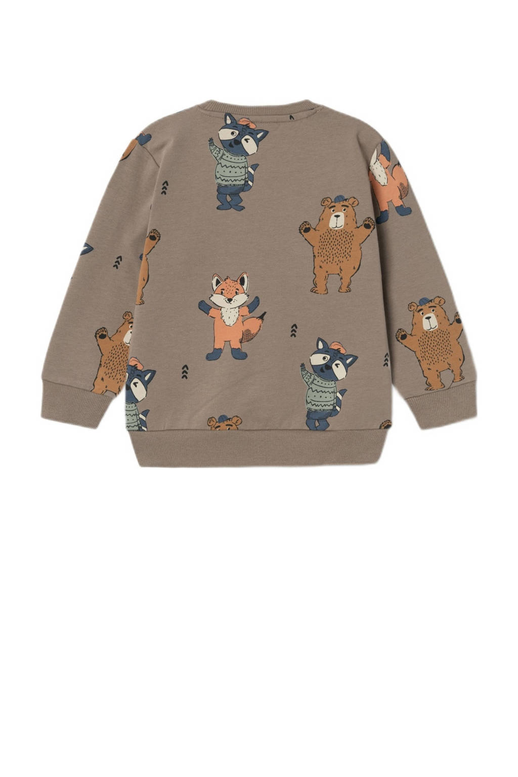 NAME IT sweater NMMOLANDER met all over print lichtbruin