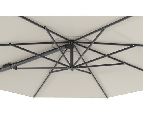 Soluna Orléans zweefparasol, Ø 300 cm, rond, ecru, inclusief kruisvoet.