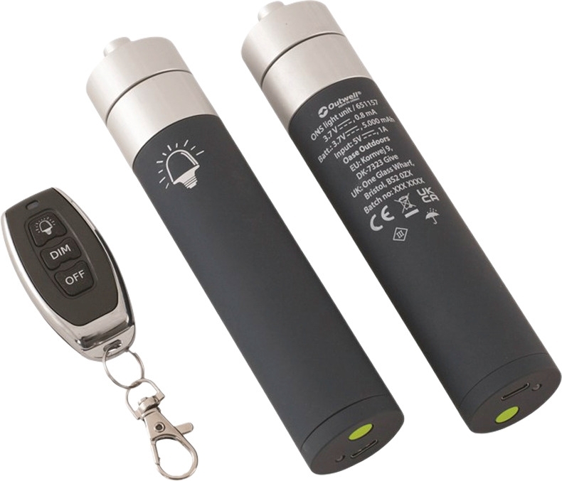 Outwell Nightlight System Light Unit Set bestehend aus 2 Akkus und Fernbedienung für LED-Leuchten von Zelten und Vorzelten
