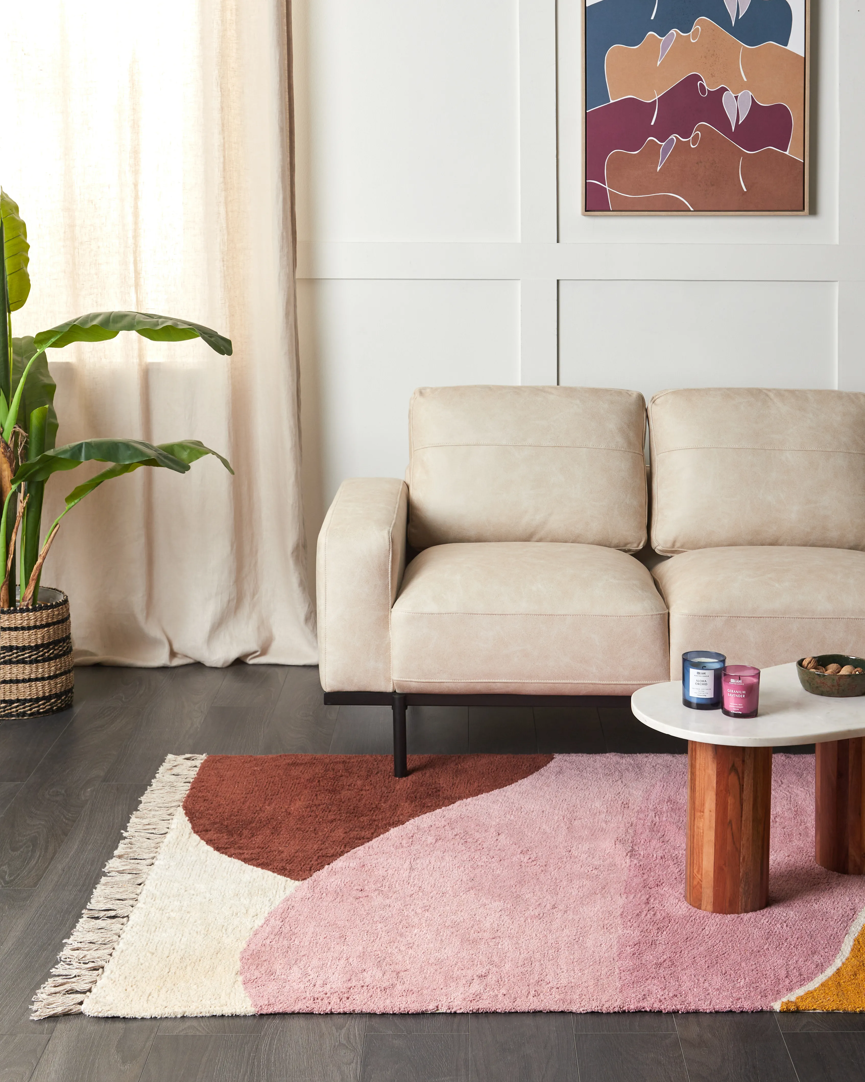 Vloerkleed XINALI Roze 140 x 200 cm Katoen