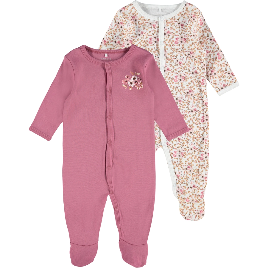 name it Schlafoverall 2er Pack Rose Wine Flower
