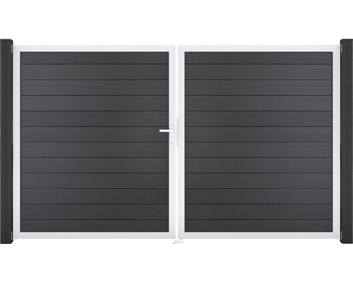Dubbele poort GroJa Flex links voorgemonteerd zonder palen, frame aluminium 300 x 180 cm antraciet