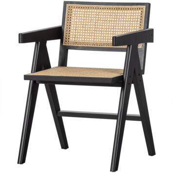 WOOOD eetkamerstoel Gunn rattan grenenhout met armleuning