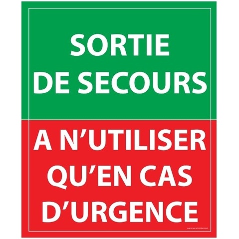 Panneau Sortie de secours, à n'utiliser qu'en cas d'urgence - 300 x 250 mm