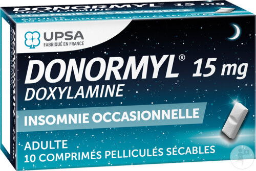 UPSA Donormyl Insomnie Occasionnelle 15mg 10 Comprimés Pelliculés Sécables