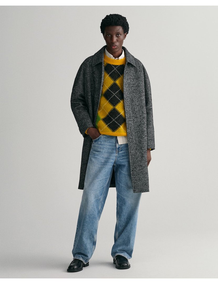 Relaxed Fit Wool Overcoat Black