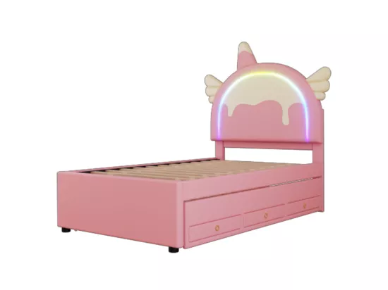 Lit enfant en forme de licorne 90x200cm rose