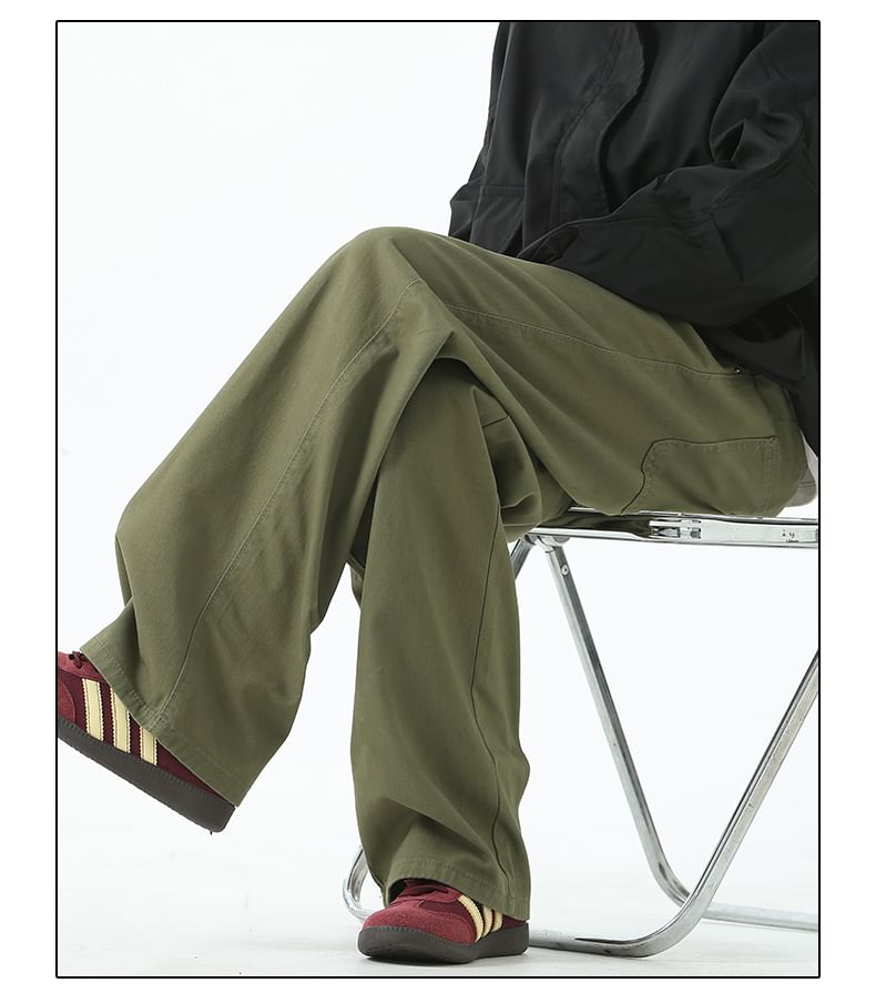 AXEN - Mid Rise Plain Straight Leg Broek