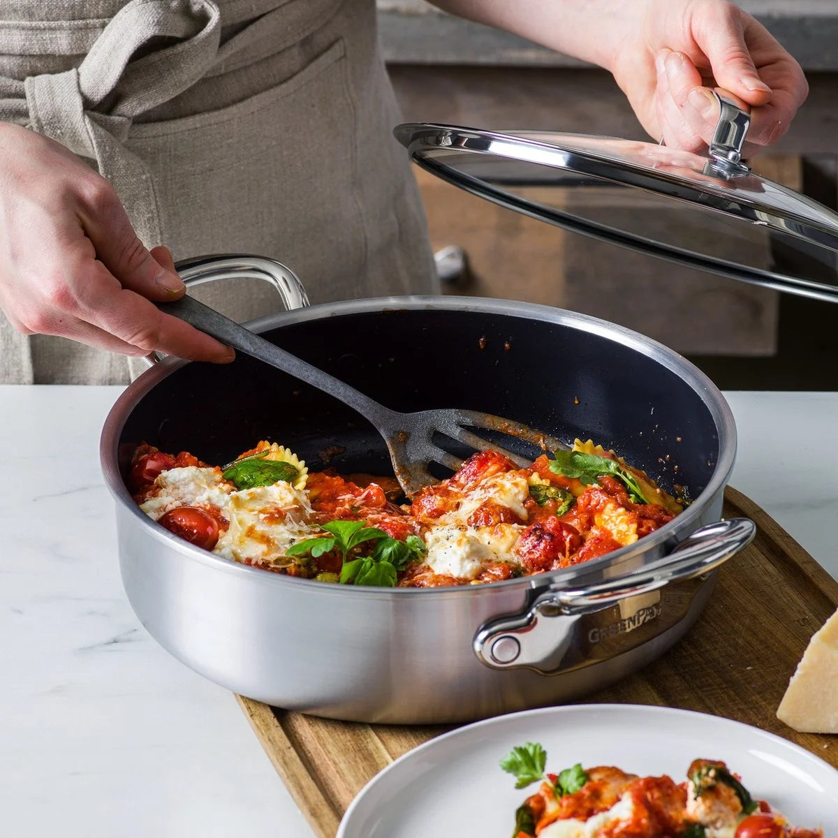 GreenPan Premiere Hapjespan met deksel RVS 26 cm