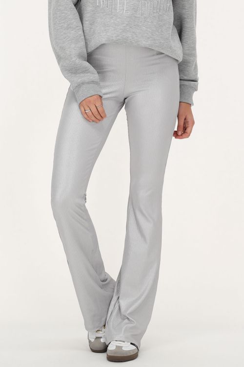 Zilverkleurige flared broek