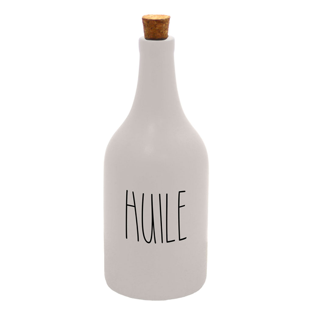 Huilier céramique et bouchon liège blanc D 7.5x19cm